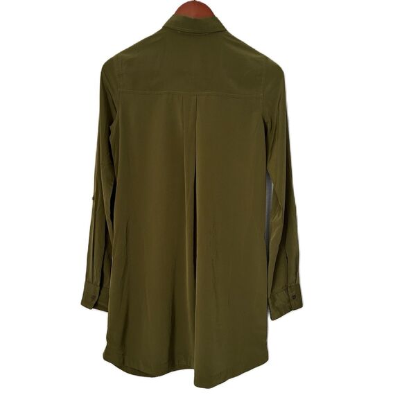 Abercrombie & Fitch Dress Women S Green Button Up Roll Tab Sleeve Casual Preppy - Picture 2 of 15